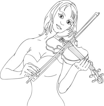 vector - pretty woman playing violin