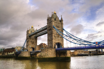 HDR photo of Tower Bridge on a cloudy day
