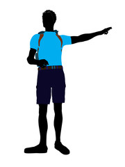 African American Hiker Silhouette