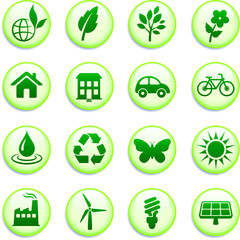Green Environmental Buttons