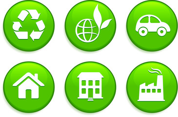 Green Environmental Buttons