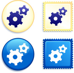 Internet Gear on Stamp and Button