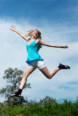 Fototapeta na wymiar girl jumping