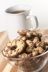 Stack of cookies and cup of tea