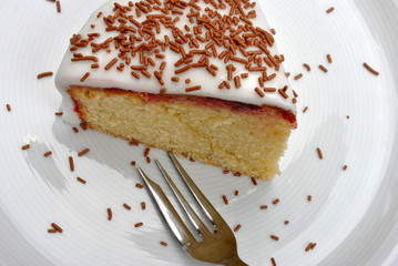 home made cake and a white background