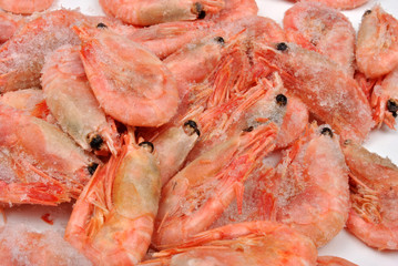 some fresh organic prawns ready to prepare
