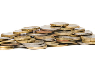 Euro coins isolated on white background