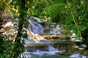 Fotobehang Jamaica - Dunn River-watervallen (oriëntatiepunt) © XtravaganT
