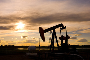 Pump Jack Silhouette at Sunset © Little Tomato Studio