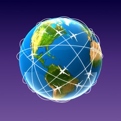 globe with plane
