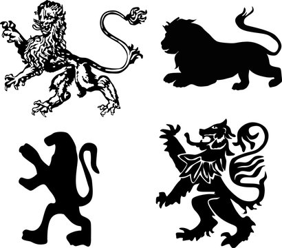 four heraldic lions illustration