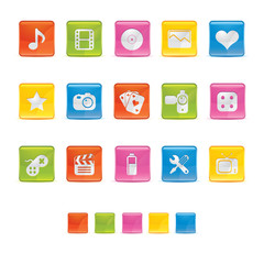 Glossy Square Icons - Multimedia