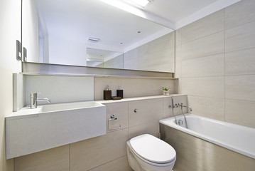 bathroom with large bath tub