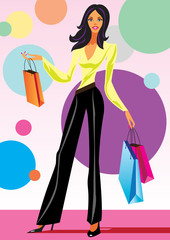Fototapeta na wymiar fashion shopping girls with shopping bag