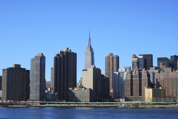 Fototapeta na wymiar Skyline for Mid-town Manhattan in New York City