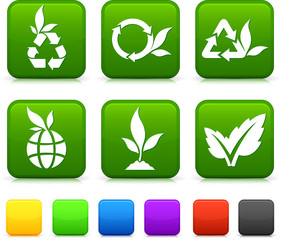 Nature Environment icons on square internet buttons