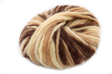 Ball of multicolored wool yarn