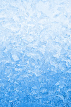 Light blue frozen window glass