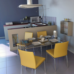 dining room interior and furniture