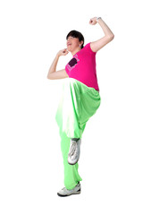 cool woman modern dancer isolated on white