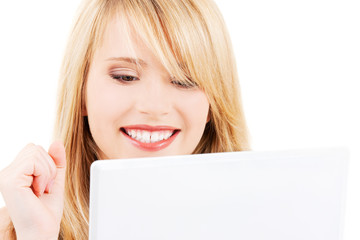 Fototapeta premium teenage girl with laptop computer