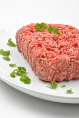 minced meat with parsley on a plate