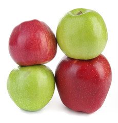 Red and green apples isolated on white