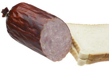 Sausage and bread.