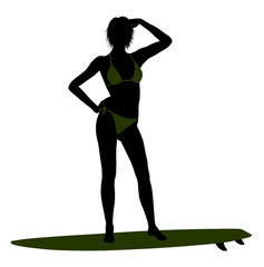 Female Surfer Silhouette Illustration