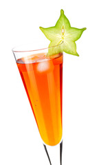 Orange alcohol cocktail with carambola