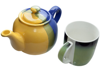 teapot and cup for a nice drinking tea