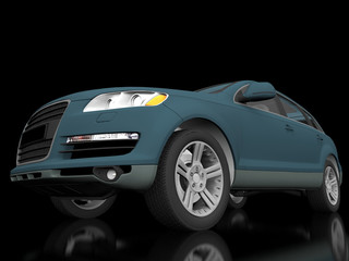 car isolated on black background with reflection