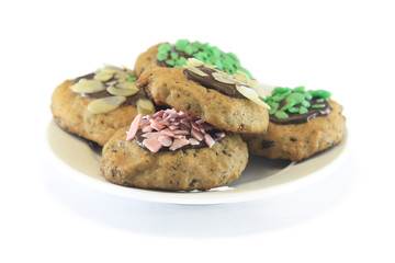 home made biscuits with chocolate and almonds