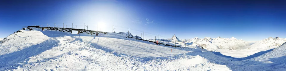 Crédence de cuisine en verre imprimé Cervin 360 degree panorama with Gornergratbahn and Matterhorn