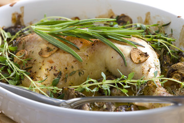chicken with champignons and herbs