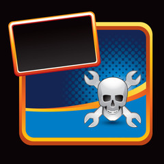 skull and wrenches blue halftone template