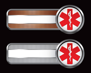 caduceus bronze and silver checkered banners