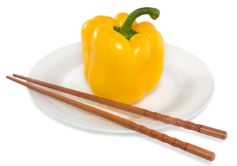 Yellow pepper on a plate