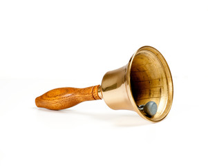 Obraz na płótnie Canvas Handbell Brass z drewnianą rączką