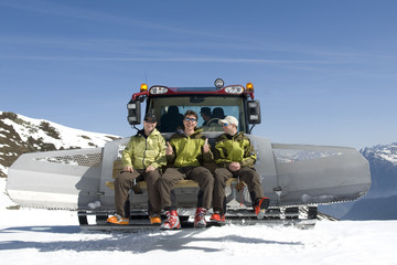 mit der Pistenraupe nach oben ...