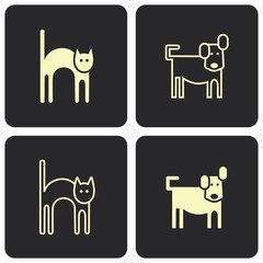 Cat and dog - vector icons, symbols