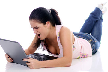 Girl working on a laptop