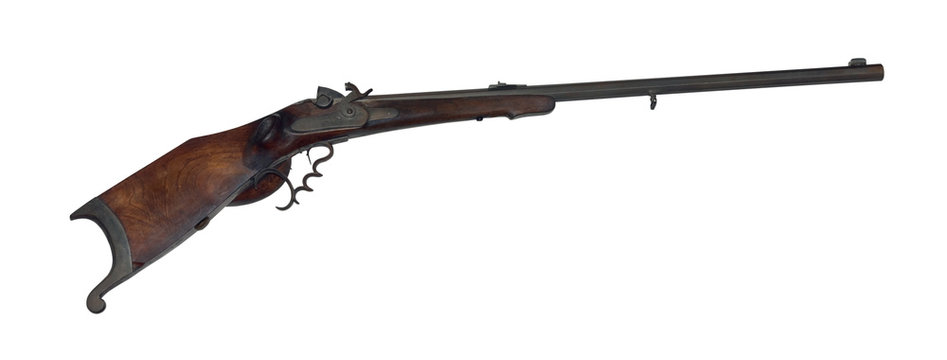 Long-range hunting rifle of 19th century cutout
