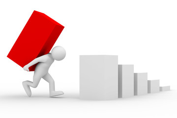 financial diagramme on white background. Isolated 3D image