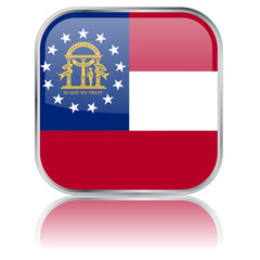 Georgia State Square Flag Button (Georgian USA American Vector)
