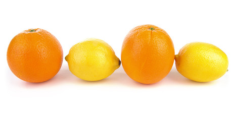 orange and lemon in a row