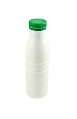 Bottle with fresh milk, on the white