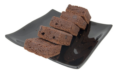 chocolate cake pieces isolated on white background