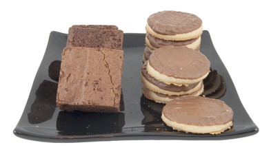 cakes and cookies isolated on white background