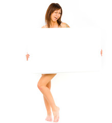 Naked woman over white